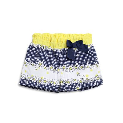 Girls White & Blue Short Woven Trousers